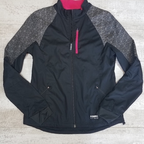 Running Room Windbreaker Jacket pink and black Size Large - Picture 1 of 8